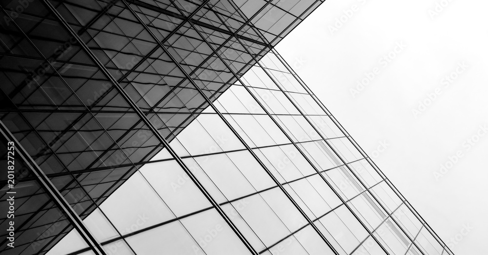 architecture of geometry at glass window - monochrome