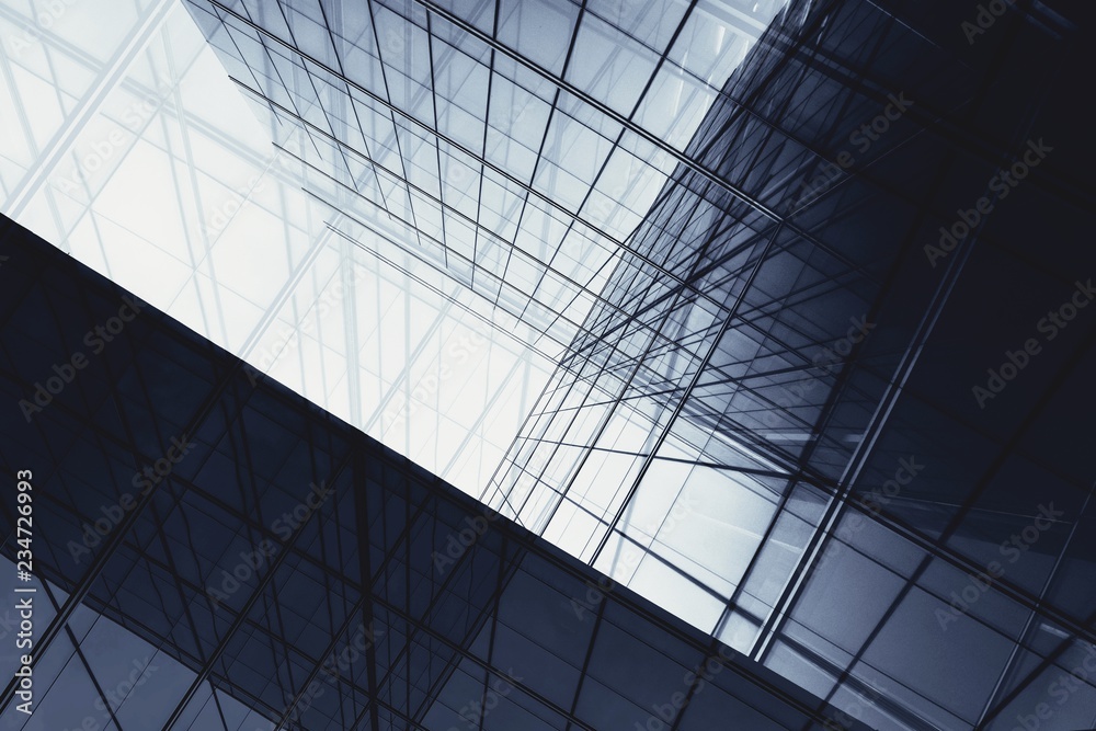 architecture of geometry at glass window - monochrome