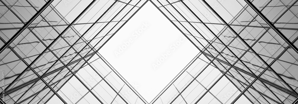 architecture of geometry at glass window - monochrome