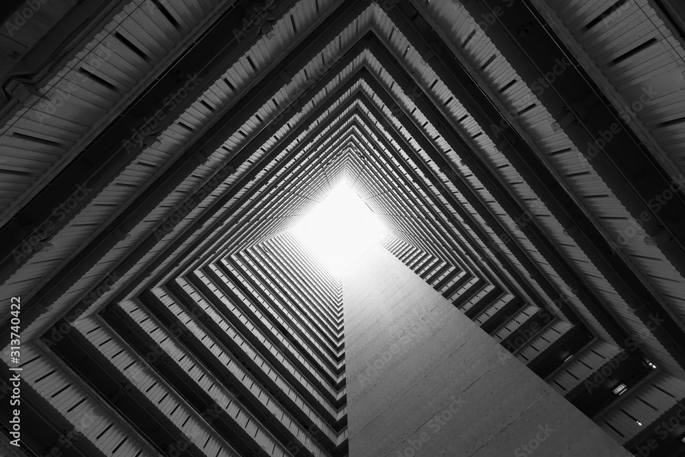 High rise residential building of public estate in Hong Kong city. Building abstract background